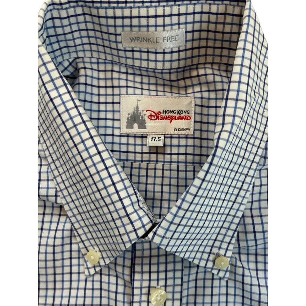 Disney Parks Hong Kong Disneyland Men Wrinkle Free Button Down Shirt 17.5 35‎
